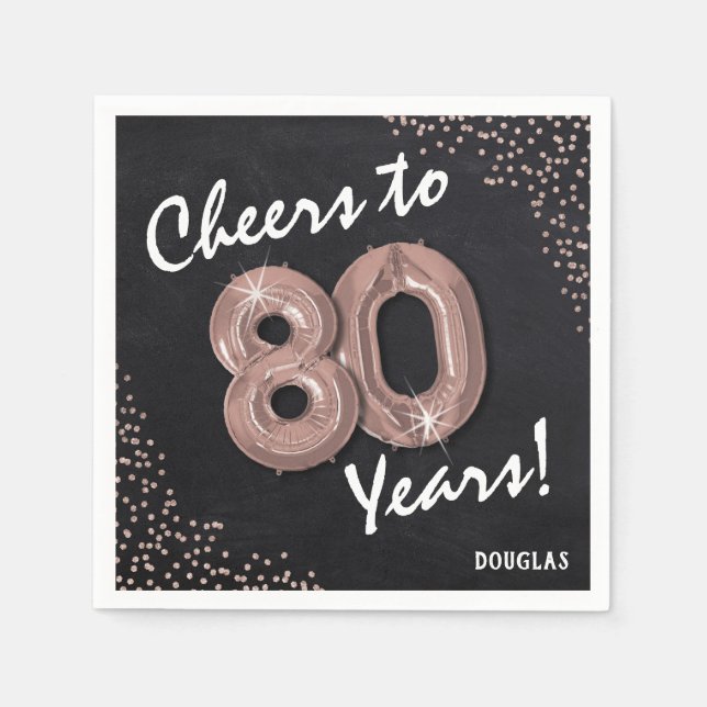 Cheers to the 80 Years! 80th Birthday Napkin (Front)