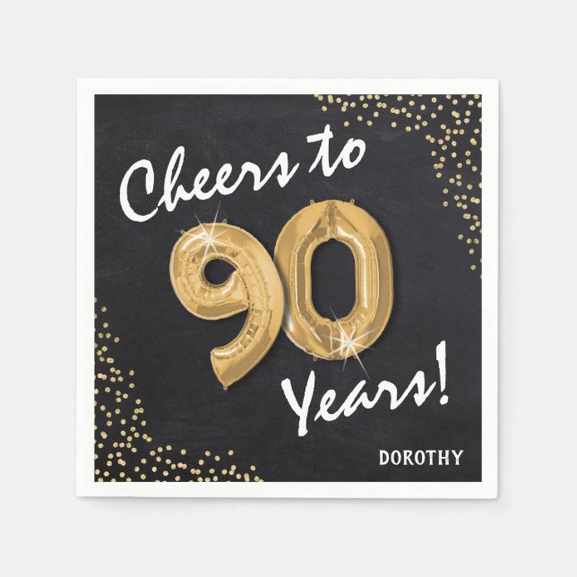 Cheers to the 90 Years! 90th Birthday Napkin (Front)
