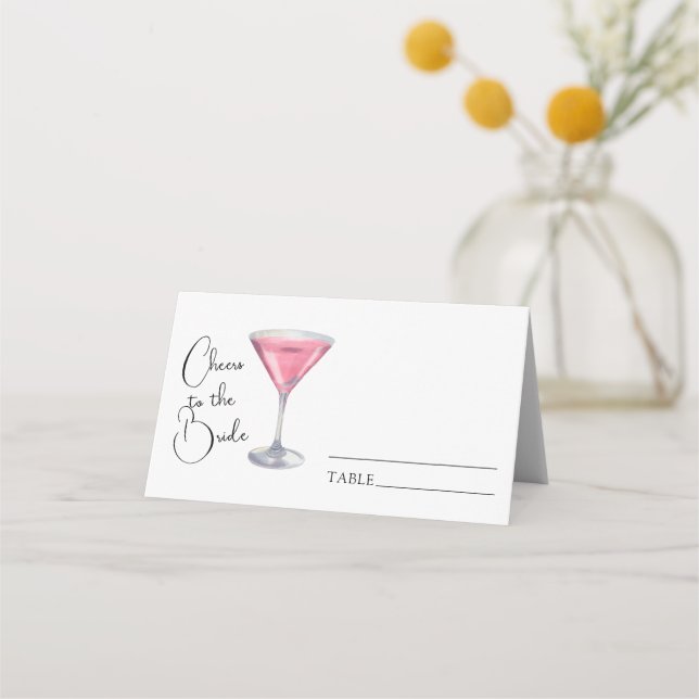cheers to the bride bridal shower - wedding place place card (Front)