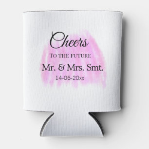 Cheers to the future add couple name date purple p can cooler