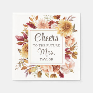 Cheers To The Future Mrs Fall Floral Bridal Shower Napkin