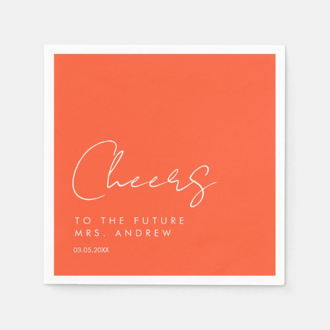 Cheers, to the future Mrs.! Modern, minimalist Napkin (Front)