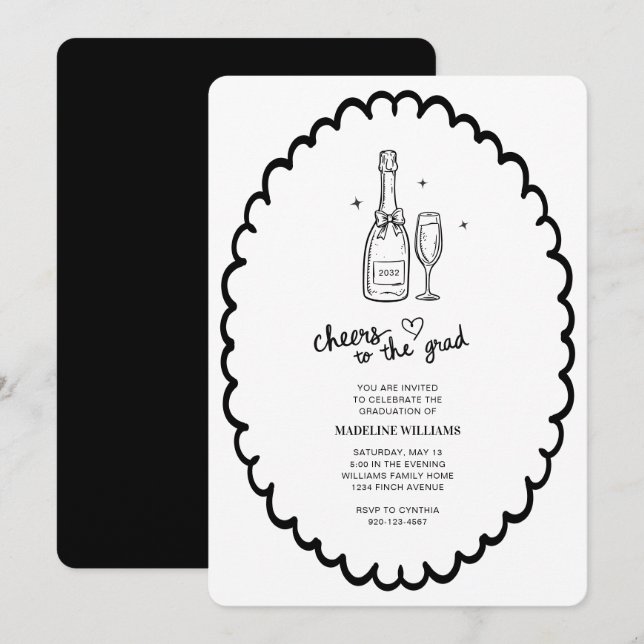Cheers to the Grad Champagne Graduation Invitation (Front/Back)