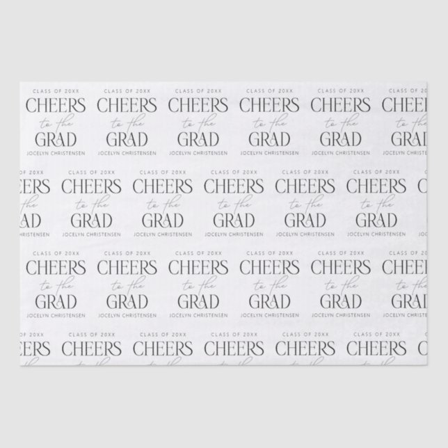 Cheers to the Grad Custom Name Year Graduation Tissue Paper (Front)