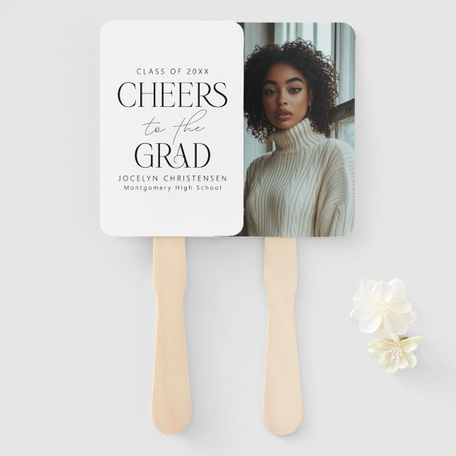 Cheers to the Grad Personalized Photo Graduation Hand Fan (Front and Back)