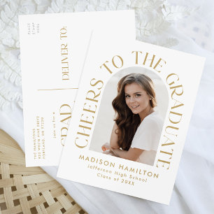 Cheers to the Graduate Arch Photo Graduation Party Invitation Postcard