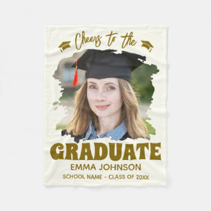 Cheers to the Graduate Custom Photo Name Family Fleece Blanket