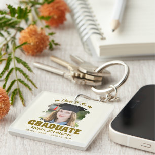 Cheers to the Graduate Custom Photo Name Family Keychain