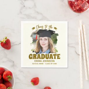 Cheers to the Graduate Custom Photo Name Family Napkin