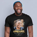 Cheers to the Graduate Photo T-Shirt<br><div class="desc">Personalized graduation day t-shirts featuring the saying "cheers to the graduate" using gold hellium balloons, a photo of the grad, a mortarboard cap, their name, school and class year.</div>