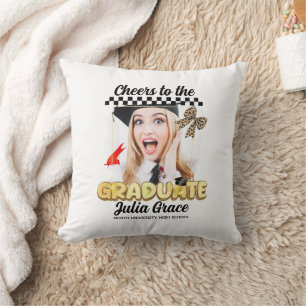 Cheers to the Graduate White Custom Photo Throw Pillow