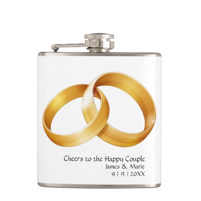 Cheers to the Happy Couple Vinyl Wrapped Flask (Front)