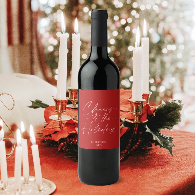 Cheers to the Holidays Personalized Wine Bottle Wine Label (Creator Uploaded)
