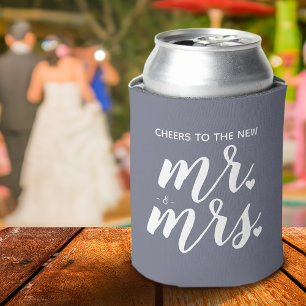 Cheers To The New Mr. & Mrs. Wedding Can Cooler