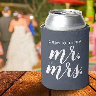 Cheers To The New Mr. & Mrs. Wedding Can Cooler