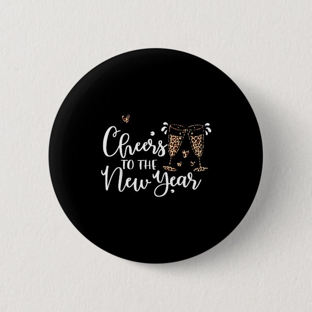 Cheers To The New Year 2026 Leopard Champagne Happ 2 Inch Round Button (Front)