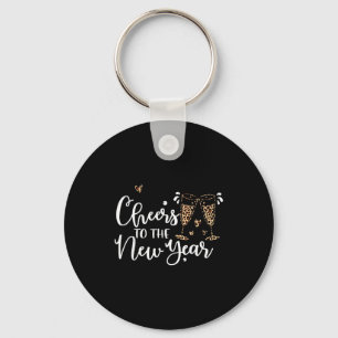 Cheers To The New Year 2026 Leopard Champagne Happ Keychain