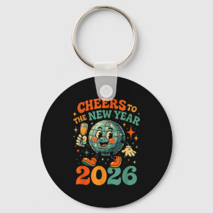 Cheers To The New Year 2026 Retro Disco Gift  Keychain