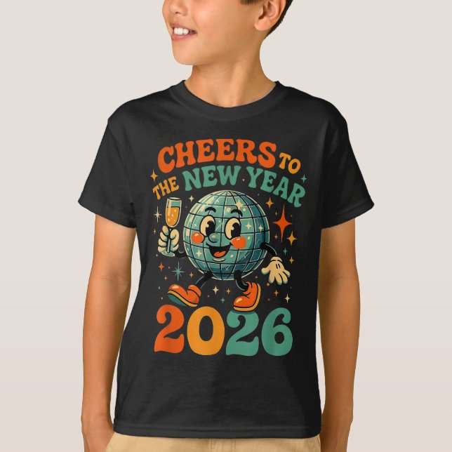 Cheers To The New Year 2026 Retro Disco Gift  T-Shirt (Front)