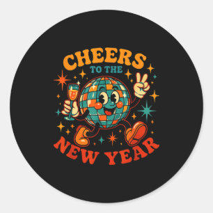 Cheers To The New Year 2026 Retro Party Gift  Classic Round Sticker
