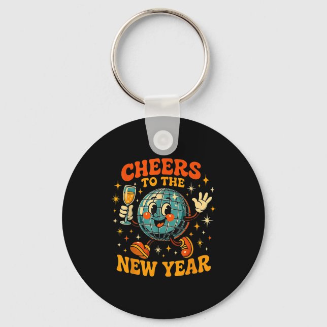 Cheers To The New Year 2026 Retro Party Gift  Keychain (Front)