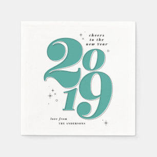 Cheers to the new year bold 2019 holiday napkin