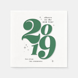 Cheers to the new year bold 2019 holiday napkin