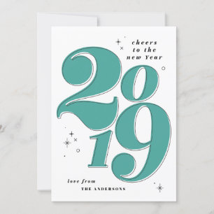 Cheers to the new year bold 2019 multi photo holiday card