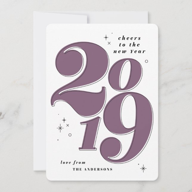 Cheers to the new year bold 2019 multi photo holiday card (Front)