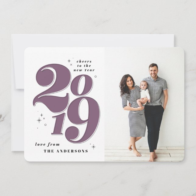 Cheers to the new year bold 2019 photo holiday (Front)