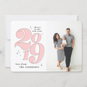 Cheers to the new year bold 2019 photo holiday card