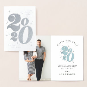 Cheers to the new year bold 2020 typography foil card