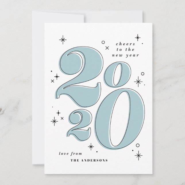 Cheers to the new year bold 2020 typography holiday card (Front)