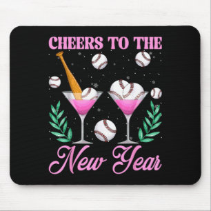Cheers To The New Year Champagne Gl & Baseball Mouse Pad