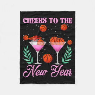 Cheers To The New Year Champagne Gl & Basketba Fleece Blanket