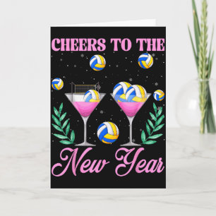 Cheers To The New Year Champagne Gl & Volleyba Card