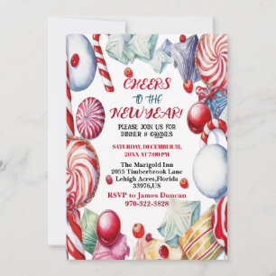 Cheers to the New Year Dinner Candy Kid's Party  Invitation