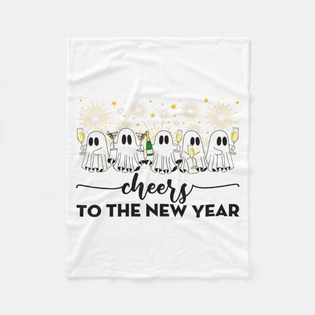Cheers To The New Year Ghosts Drinking Champagne N Fleece Blanket (Front)