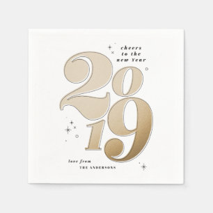 Cheers to the new year gold 2019 holiday napkin