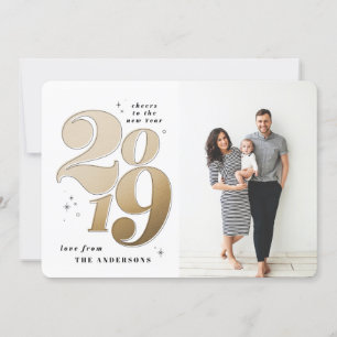 Cheers to the new year gold 2019 photo holiday card