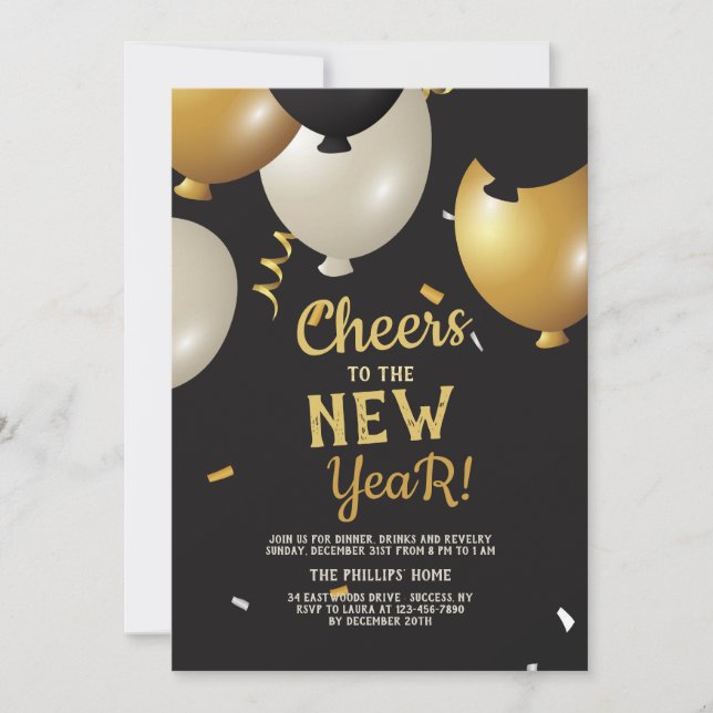 Cheers to the New Year Invitation (Front)