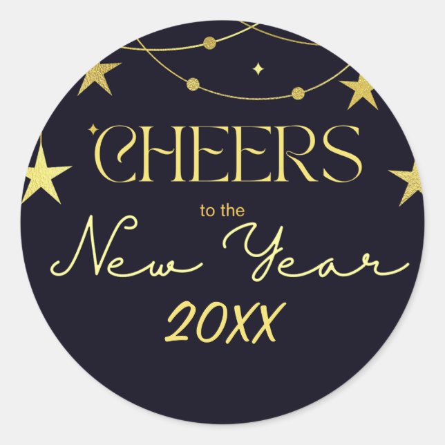 Cheers to the New Year message stars Classic Round Sticker (Front)