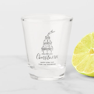 Cheers to the New Year Modern Hand Drawn Doodles Shot Glass