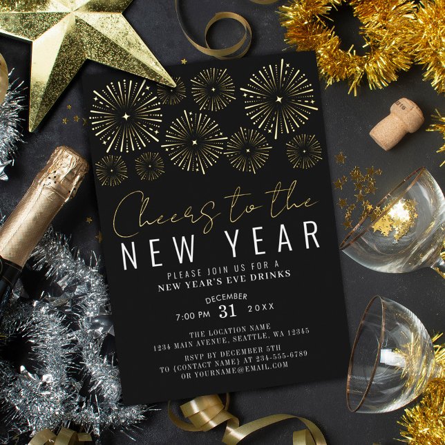 Cheers To The New Year New Year Party Foil Invitat (Creator Uploaded)