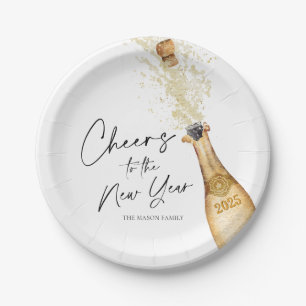 Cheers to the New Year Party  Paper Plate