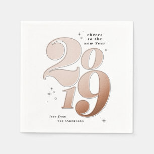 Cheers to the new year rose gold 2019 holiday napkin