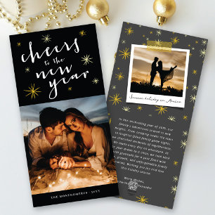 Cheers To The New Year Starbursts Fireworks Photo Holiday Card