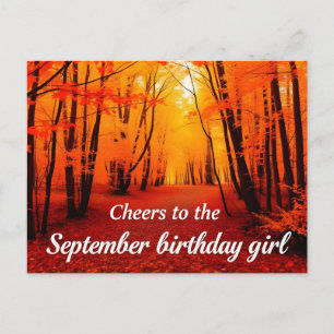 Cheers to the september birthday girl postcard