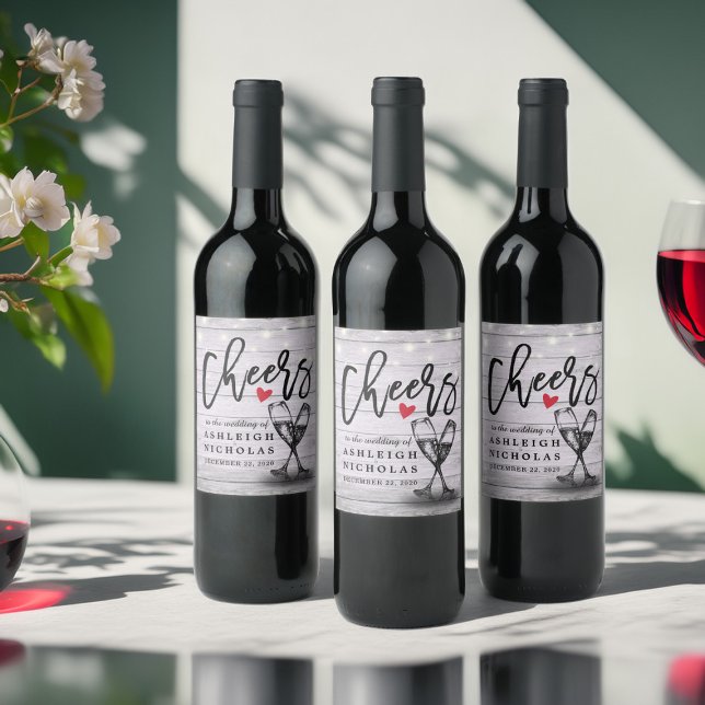 Cheers To The Wedding Sparkling Wine Glasses Wood  Label (Creator Uploaded)