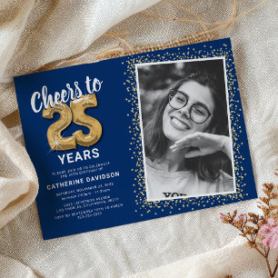 Cheers to The Years 25th Birthday Photo Invitation